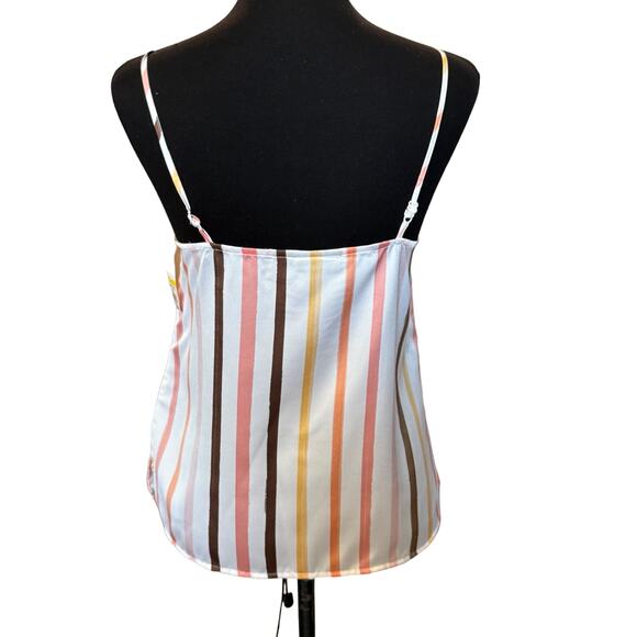 New ~ HALOGEN ~ Striped V neck Spaghetti Strap Top Size XS FALL layering - Picture 3 of 5